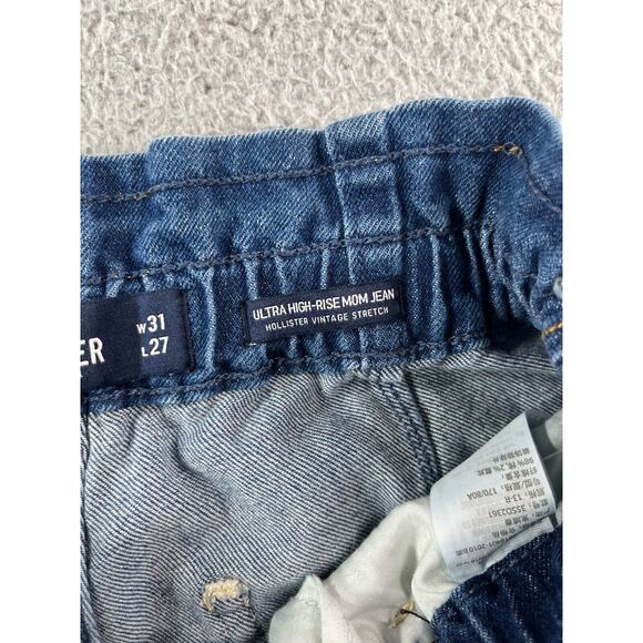 Hollister Jeans Womens 13R (31 x 27) Blue Denim Paperbag Ultra High Rise Mom - Picture 10 of 13